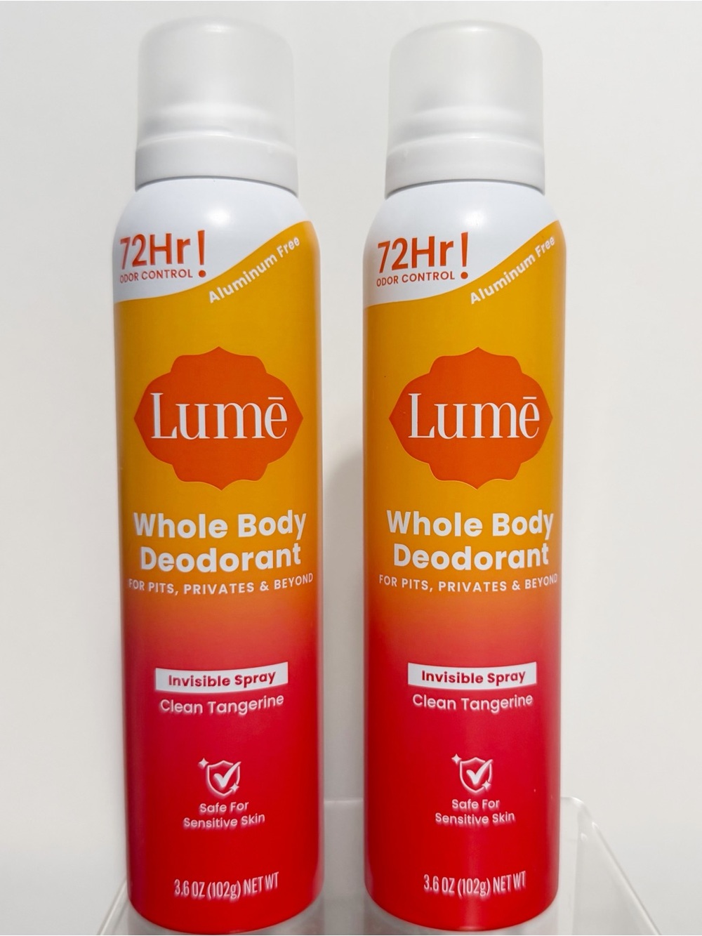 {Set of 2} LUME Whole Body Invisible Spray Deodorant - CLEAN TANGERINE 🍊